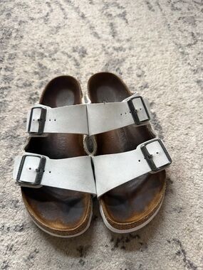 Birkenstock White Double-strap Buckle Sandals, Womens EUR 37 (6/6.5)
